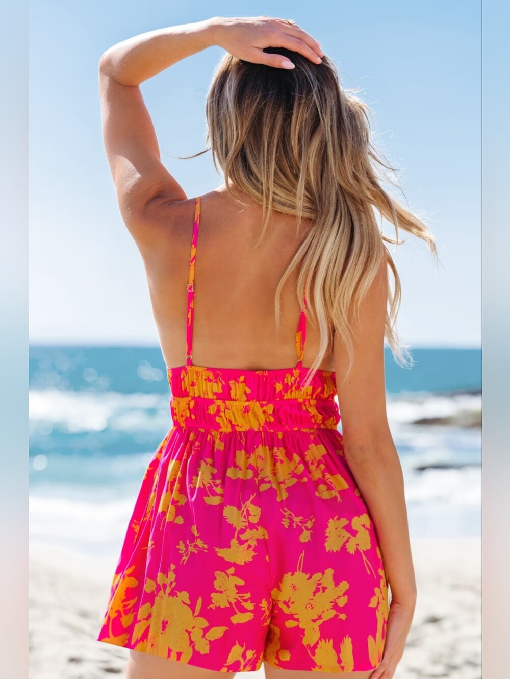 Cupshe Pink and Yellow Floral Beach Romper - Picture 2 of 11